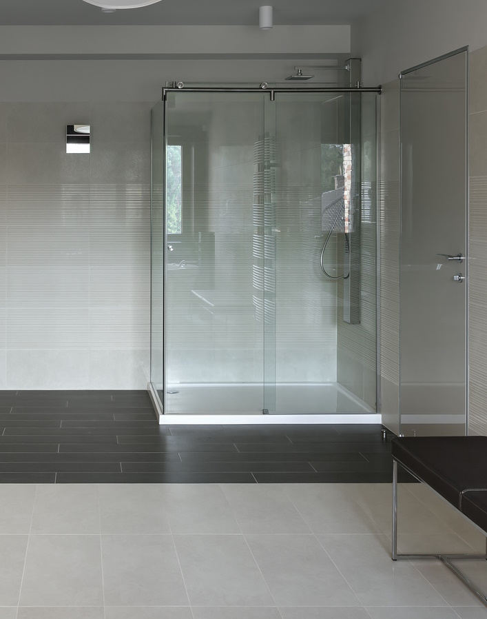 Interior of modern luxury bathroom in minimalistic style